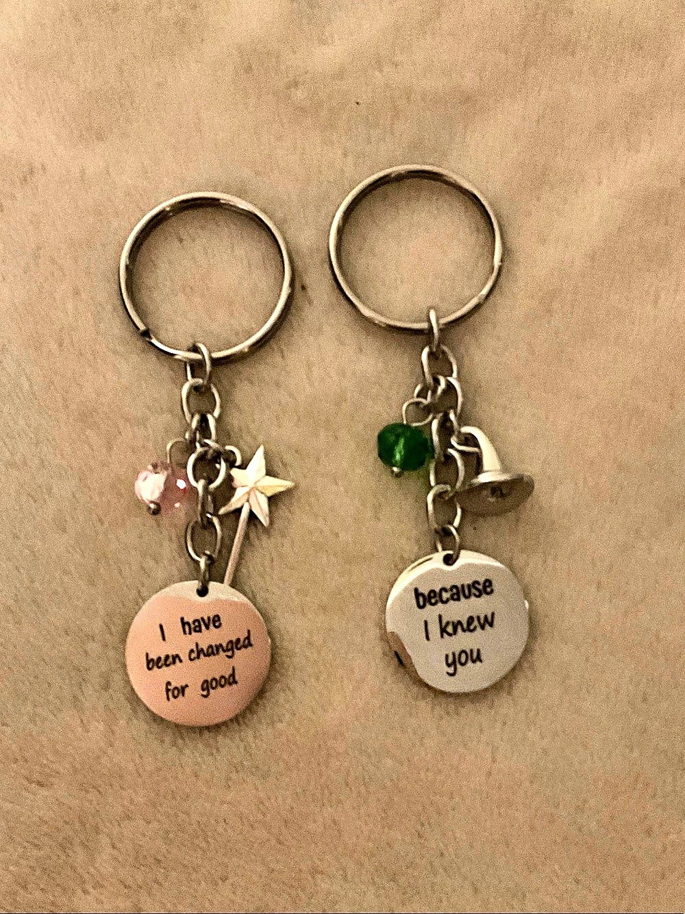 Matching Message Charm Keychains